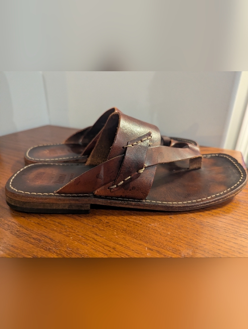 Brown's Men's Bohemian Leather Sandals Made In Italy Size 40
